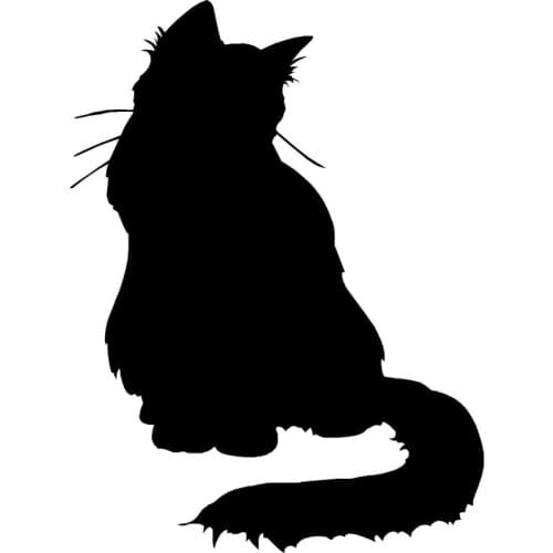 9.5*12.7CM Fluffy Cat Animal Car Cover Scratch Decals Cute Cartoon Car Styling Decoration Stickers Black/Silver C6-0060