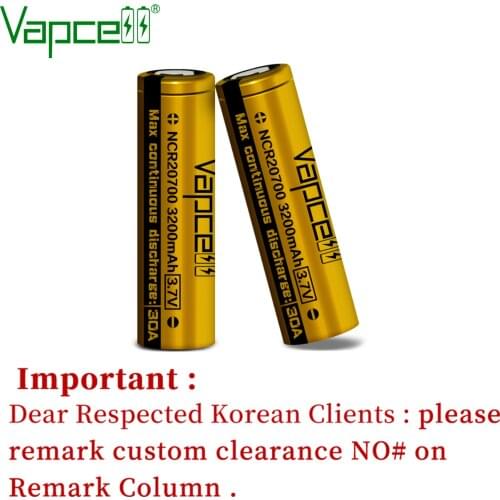 Free shipping Vapcell Original 20700 3200mah 30A rewrap NCR20700A Li ion battery rechargeable lithium Batteries for flashlight