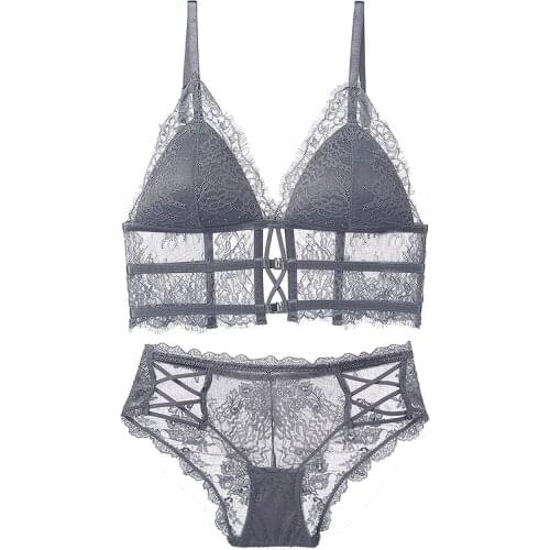 3/4 Cup Bras Sexy Lace Thin Gather No Steel Ring Bra Beautiful Bra Set Ladies Underwear Hollow Design