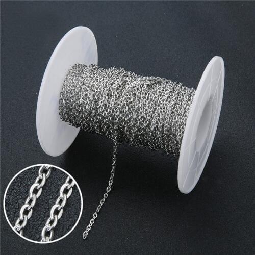 5m/lot 2mm 3mm Stainless Steel Necklace Link Chain Bulk Craft Metal Bracelet Necklace Chains For Jewelry Accessories Making