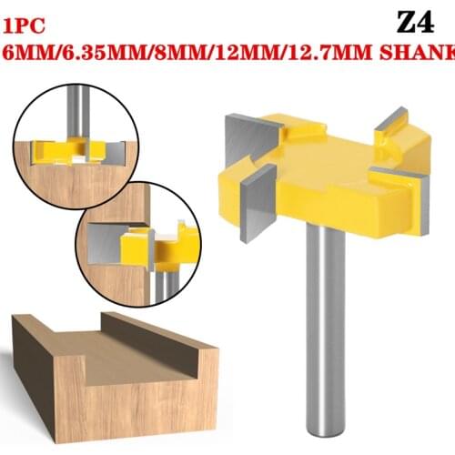 1pc 8mm Shank T Type Jointing & Slotting Cutter Four Flutle T-Track Wood Router Bit 12mm/12.7mm Shank Milling Cutter For Wood
