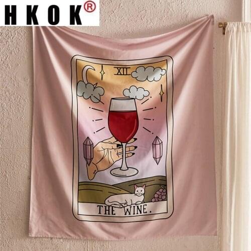 HKOK Beer Coffee Wine Torat Tapestry Wall Hanging Covering Rugs Background Cloth Beach Mat Blanket Art Bedroom Dorm Home Decor
