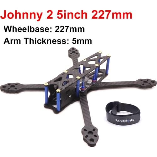 Johnny 2 5inch X5 227mm wheelbase 227 Carbon Fiber X type FPV Quadcopter Frame Kit with 5mm Arm For Johnny 220mm RC Drone