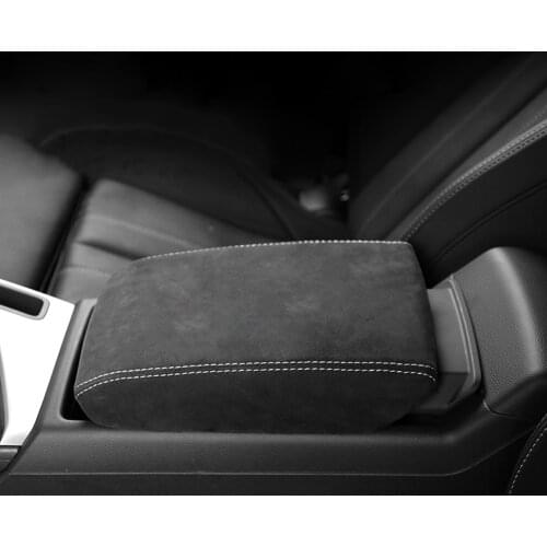Alcantara Leather Armrest Cover for Audi A4 B9 A5 2019 Car Interior Center Control Armrest Box Elastic Band Cover Trim