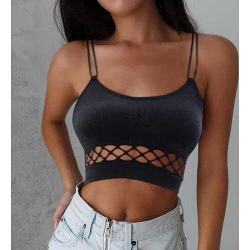 Crop Top Casual U Neck Tank Sexy Sleeveless Clothes Backless E-girl Style Unpadded Fashion Bra Tanks Vest Clubwear Sport Blouse