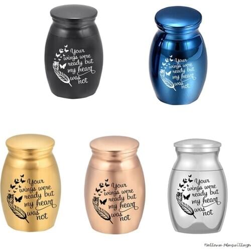 Angel Wings Small Urns for Human Ashes Holder Mini Cremation Urns for Ashes Alloy Metal Memorial Pet Dog Cat Bird Ash 5 Colors