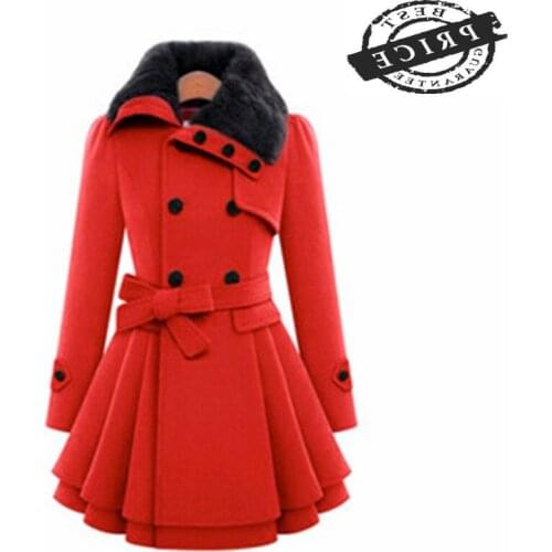 Jackets 2021 Fashion Woman Winter Elegant Coats Office Ladies Sweet Blends Jacket wth Fur Plus Size 5XL Clothing LWLa10