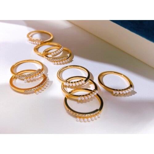 Summer Fashion Pearl Rings For Women Open Adjustable Shinning Design Rings Jewelry Gifts