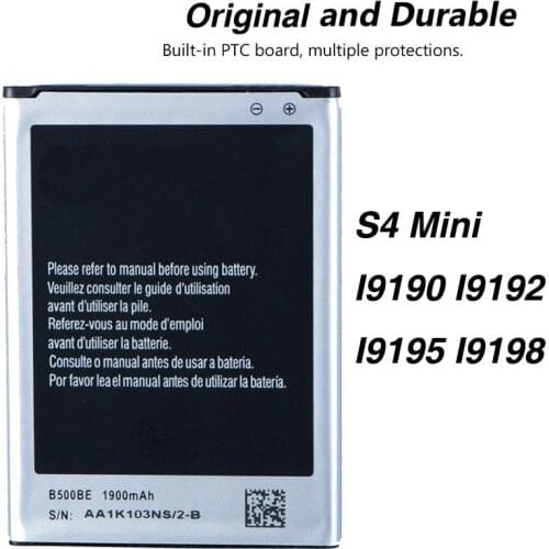Original B500BE Battery For Samsung GALAXY S4 Mini NFC Project J Mini i9198 i9195 i9190 i9192 1900mAh 4 pins