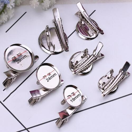 10Pcs 19/24/29MM Round Brooch Pins Base Cabochon Blanks Trays with Brooch Pins Safe Lock Pin Back Cabochon Base Setting for DIY