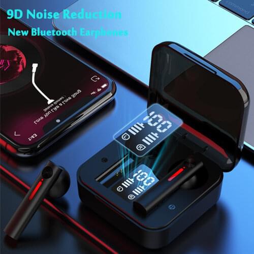 TWS Bluetooth Headphones 9D Stereo Bass Audiophile Headphones with Led Mic Wireless Bluetooth Headset Noise Cancel Earbuds