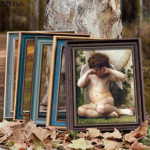 Vintage Craft Photo Frame Exquisite Solid Wood Painting Frame Family Portrait Wall Decoration Picture Frames Hanging Ornaments