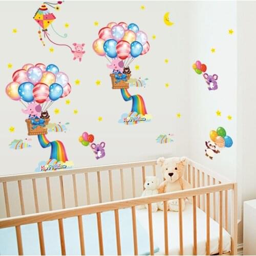 Hot Air Balloon Wall Sticker Home Decor Bedroom Wall Decal for Kids Room Decal Baby House Nursery Mural Poster DIY sk7020