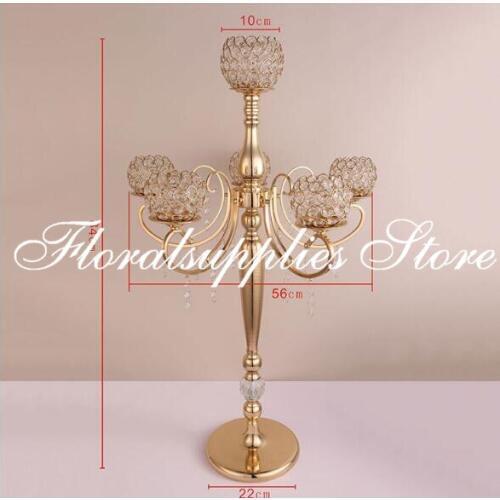 84cm Tall 5-arms Metal Crystal Candle Holder Wedding Candelabra Home Decor Candlestick Festive Party Decoration