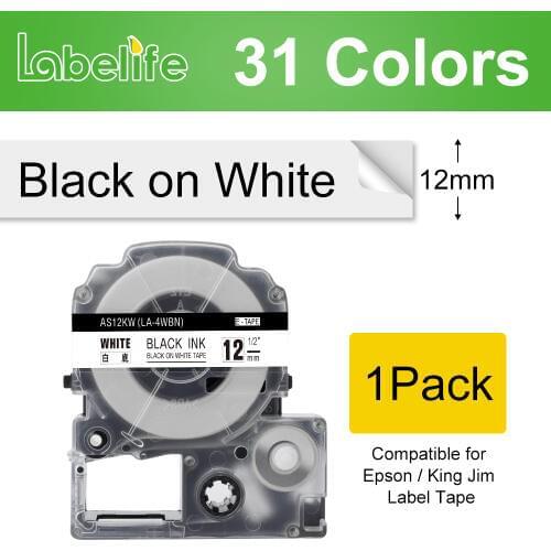 Labelife 1Pack SS9KW SS12KW Multicolor 9/12mm Compatible for Epson/King Jim Label Printer LW-300 LW-400 LW-600P LC-4WBN9 SS12KW