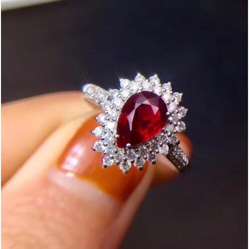Fine Jewelry Real 18K White Gold 100% Natural GRS1.09ct Red Ruby Gemstone 18k Gold Diamonds Stone Female Ring for Women Rings