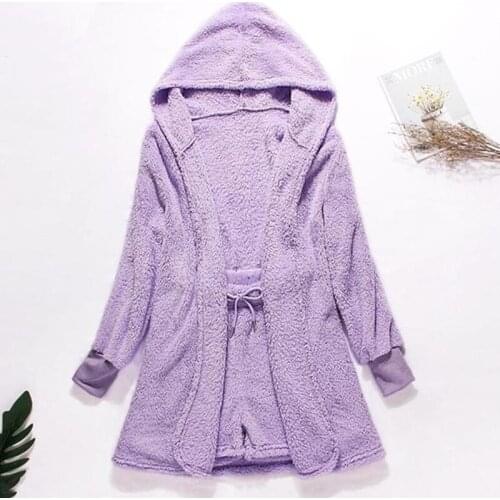 3 Pcs Womens Pajama Suit Flannel Long Sleeve Robes Solid Ladies Pijama Set with Shorts Autumn Winter Cute Sleepwear for Female