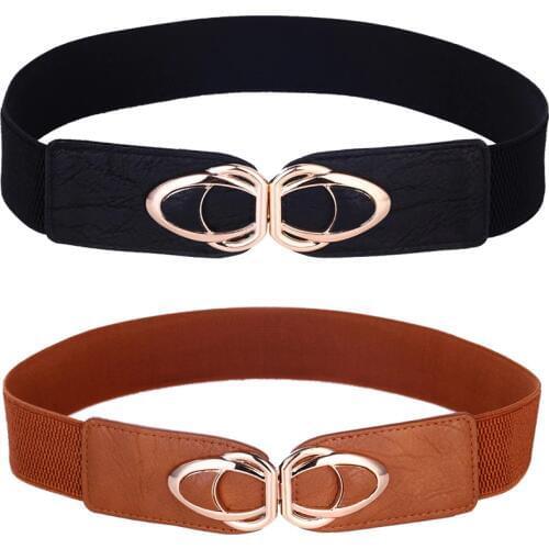 Womens 2 Pack Retro Wide Elastic Stretch Belt wide belt plus size