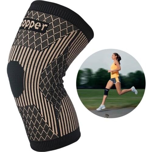 1PC Elastic Copper Fiber Knee Pads Nylon Sports Fitness Kneepad Fitness Gear Patella Brace Running Basketball Volleyball Support