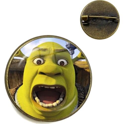 2021 Classic Cartoon Shrek Family Brooches Pin 20/25mm Vintage Glass Dome Brooch Pins For Men Friend Gift Jewelry Gift
