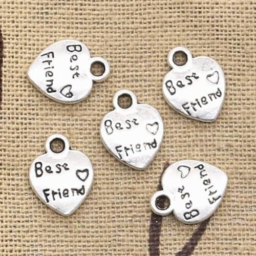 30pcs Charms Heart Best My Friend 12x10mm Antique Making Pendant fit,Vintage Tibetan Silver color,DIY Handmade Jewelry