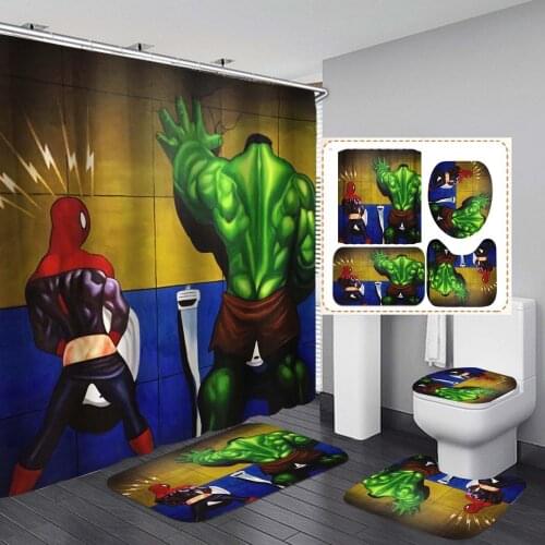 4Pcs Set Who Space Hero Polyester Waterproof Shower Curtain Bathroom Curtains Set Non-Slip Rug Toilet Cover Bath Mat