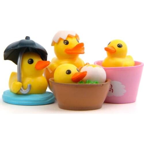 4Pcs/Set Little Yellow Duck PVC Doll Action Toy Figures Micro Landscape Gardening Decoraiton