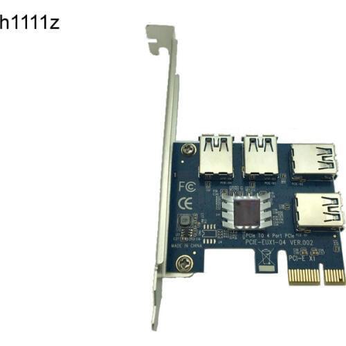 4 Slots PCI-E 1 to 4 PCI Express 16X Slot External Riser Card Adapter Board PCIe Port Multiplier Card for Bitcoin Mining Machine