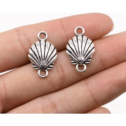 8pcs Shell Connector Connector DIY Jewelry Findings Accessories Charms Antique Silver Color 23x14mm