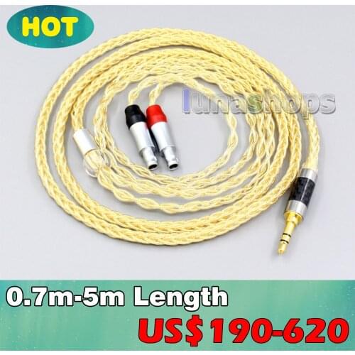 8 Cores 99.99% Pure Silver + Gold Plated Earphone Cable For Sennheiser HD800 HD800s HD820s HD820 Dharma D1000 LN006495