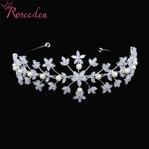 Shiny CZ Wedding Tiara Royal Party Women Headpiece Brides Hair Jewelry Decoration RE4125
