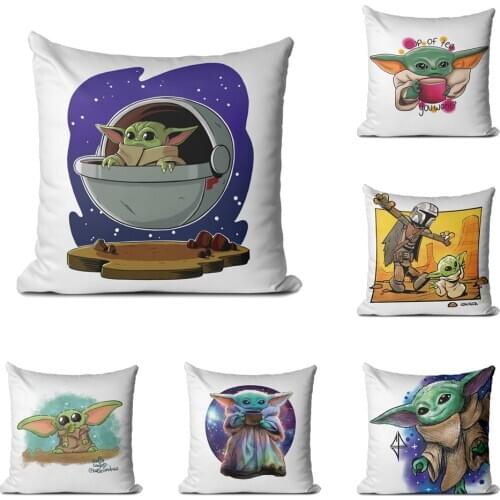 Baby Yoda Pillowcase 45*45 Cushion Cover Sofa Star Wars The Mandalorian Pillow Case Cover Car Home Decor New Year Gifts