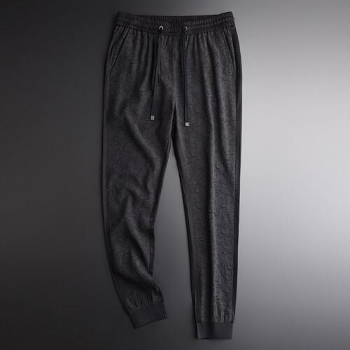Black Luxury Front Back Splice Design Stretch Harem Summer New Elastic Waist Casual Pants Men Trousers