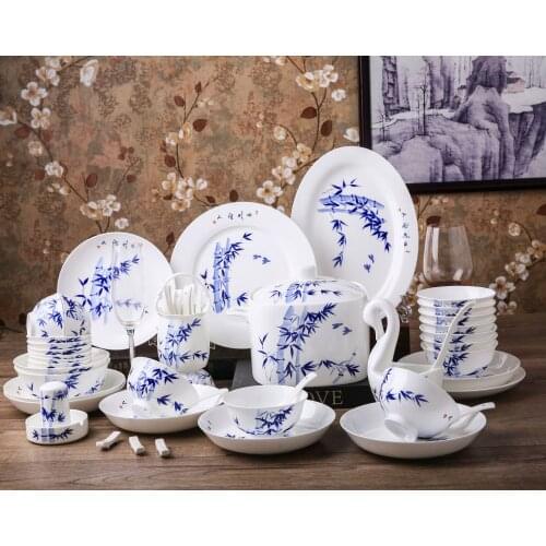 Jingdezhen bone china tableware set hand painted dishes and bowls ceramic set gift porcelain tableware set for home and Hotel