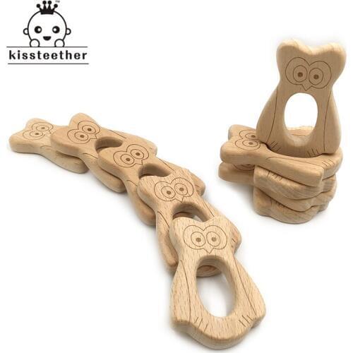 Beech Wooden Eagle Natural Handmade Baby Wooden Teether DIY Wood Personalized Pendent Eco-Friendly Safe Baby Teether Toys