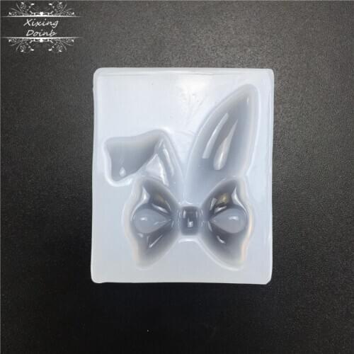 DIY resin mold rabbit ear bow shape chocolate fudge silicone mold cake decoration tool crystal drop glue making tool