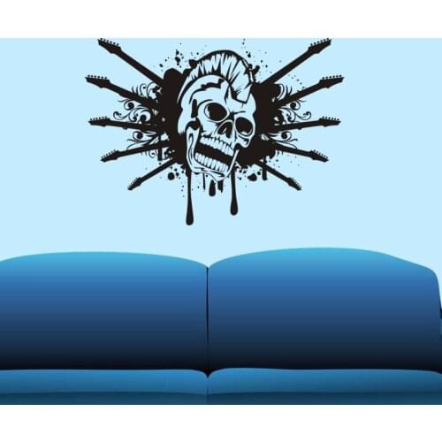 Guitar Skull Soldier Sticker Punk Death Decal Devil Name Car Art Wall Decals Decor Mural Music Rock Sticker Decal