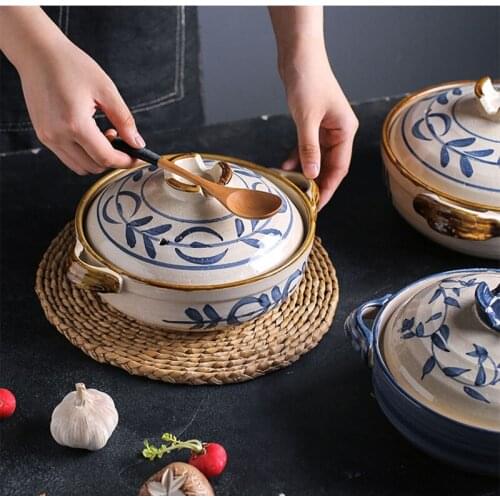 Pottery Clay Casserole Dish with Lid Japanese Style Casserole Ishinabes Cooking Cookware Kookgerei Kitchen Accessories DI50SG