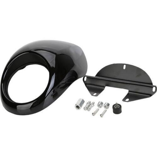 Gloss Black 5 3/4" Headlight Mask Fairing Flyscreen Visor For Harley 1200 883