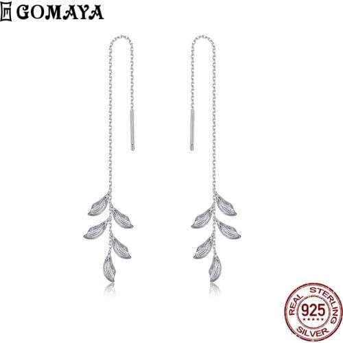 GOMAYA Light Luxury Style 925 Sterling Silver Drop Earring For Women Fine jewelry Hand Made Minority For Lady Engagement Gifts