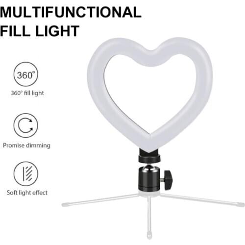 2020 6/10 Inch Live Heart-Shaped Circular Arc Fill Light USB Multi-Specification Multi-Color LED Ring Light Universal Tripod