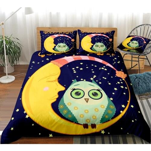 Cartoon Owl Duvet Cover Set Kids Boys Girls Bedding Set Wild Animals Bed Linen Ocean Dolphin Home Textile Microfiber Bedclothes