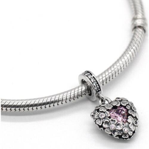 Love Heart CZ Pendant Charm 925 Sterling Silver Fit Original Pandora Bracelet Bead Silver 925 Jewelry Valentines Day Gift