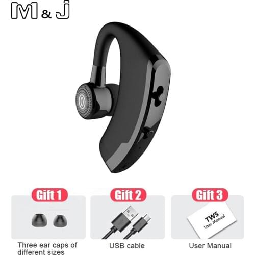 M&J V9 Handsfree Business Wireless Bluetooth Headset With Mic Voice Control Headphone For Drive Connect With 2 Phone