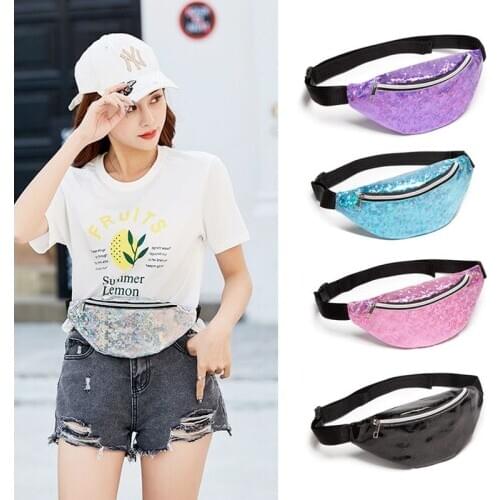 Fashion style waist bags for Teenagers Womans Shiny Sport fanny packs Girls small purse for party Shoulder Bags Wallets JT121