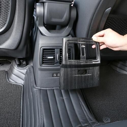 Black Wood Grain ABS Plastic Stickers Rear Air Conditioning Vent Frame Trim for BMW X1 X2 F48 F47 2016-2019 TYPE-C Accessories