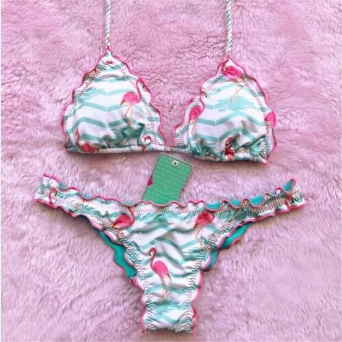 New Flamingo Bikini Pineapple Swimwear Brazilian Bikini 2018 Sexy Women Printed Swimsuits Push Up Monokini Bandage Beachwear