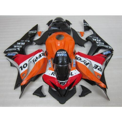 Orange black fitment Injection motorcycle set for HONDA CBR 600 RR fairings 07 08 bodyworks CBR600RR 2007 2008
