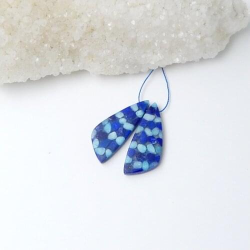 Wholesale gemstone,Semiprecious stone jewelry.Natural stone Lapis Lazuli with Amazoni woman Earrings Beads,33x13x3mm,5.3g