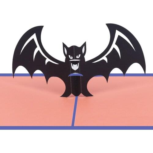 10pcs Wholesale 3D Handmade Fierce Halloween Bats Paper Invitation Greeting Cards PostCard Birthday All Saints' Day Party Gift